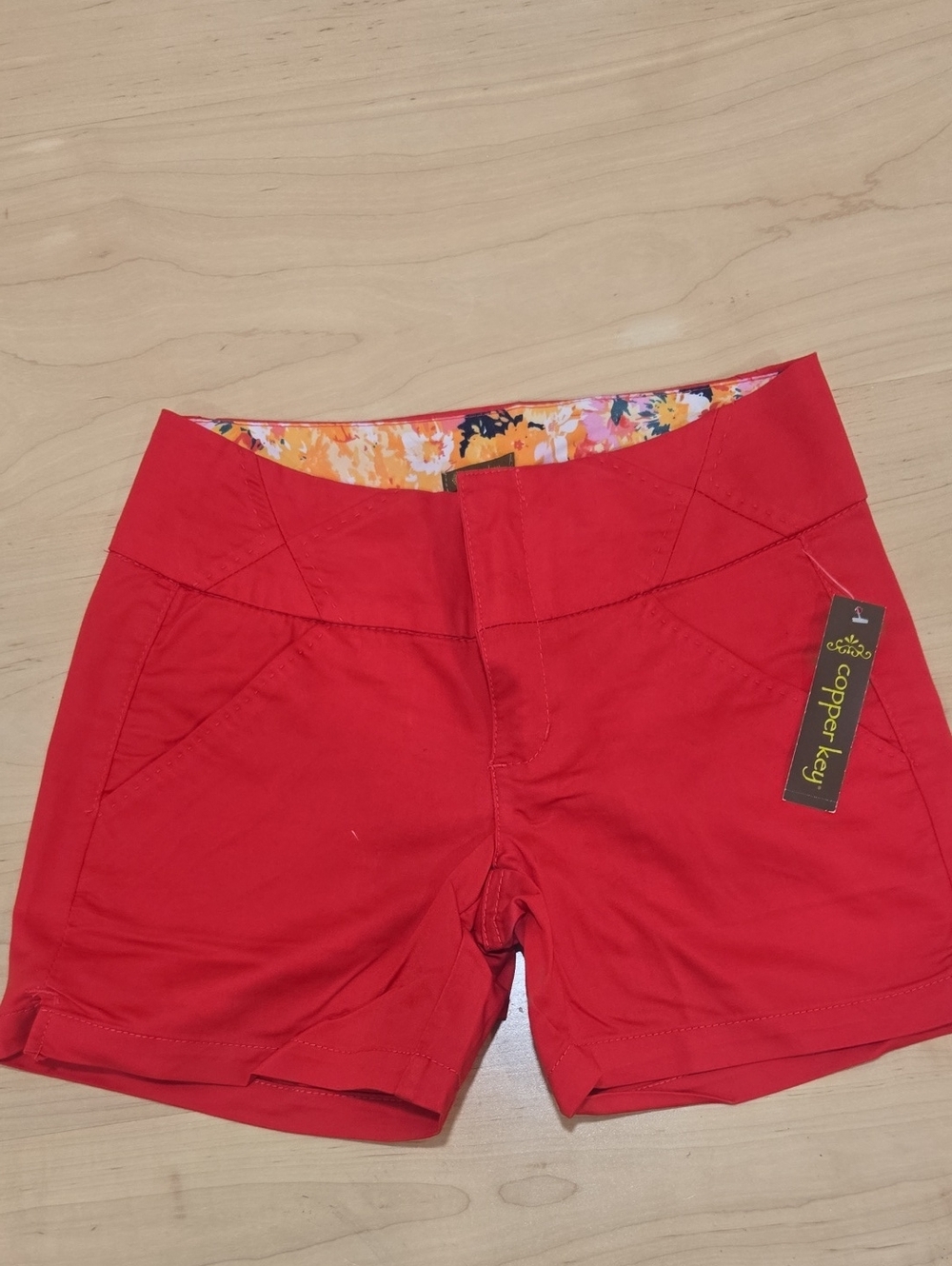 Copper Key Red Women's Cotton Blend Shorts